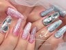 NEW【Hand/アート】オフ込★うめつくしネイル2本★キラキラワンホンネイル