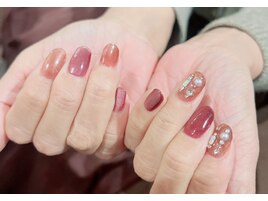 ビジュー 茶 シンプル