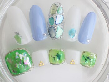 ネイルサロン あかねいろ/春夏 シェル ニュアンスネイル