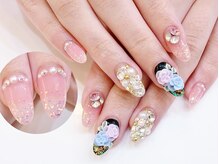 ネイルコレクション ベビーピンク(Baby Pink)/長さ出しジェル付放★３Ｄ薔薇