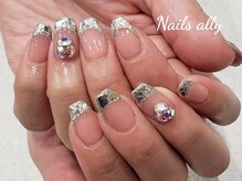 ネイルズアリー 立川店(Nails ally)/ガラスフレンチ×ビジュー×秋