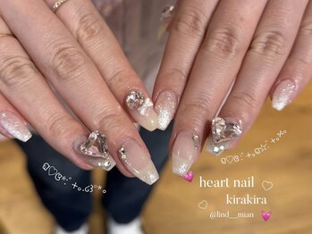 リンドネイル バイ モカ アンド ララ(Lind nail by moca and LaLa)/【mian】キラキラ/ハートネイル