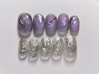 クレモアネイル 池袋西口店(CLEMORE NAIL)/つや×マットちぐはぐネイル
