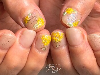 春に人気♪ふんわりミモザネイル