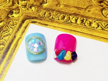 ネイル アンド ボディジュエリー リッチスタイル(Nail&Body Jewely Rich style)/定額親指2本アートコース★