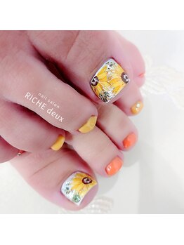 リッシュ ドゥ(RICHE deux)/あやか限定ひまわりネイル