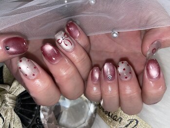 手描きリボン&ドット&マグネット