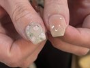 チークネイル お花 手書きネイル