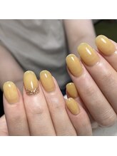 キイコネイル(kiiko.nail)/イエロー×部分ミラーネイル