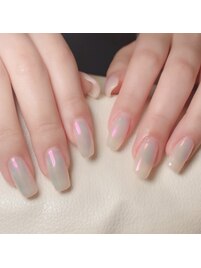 ワンカラー＋ミラーネイル