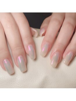 ワンカラー＋ミラーネイル