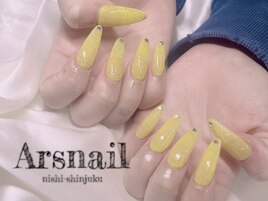 イエローシンプルロングネイル