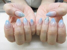 ブルーグラデ押し花アート￥7980