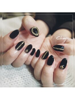 シェリ(Cheri)/黒　ワンカラー　ストーン