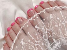 ジョアアンジェ 福島店(joieange)/フットネイル　フレンチ　ラメ