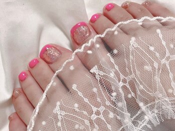 ジョアアンジェ 福島店(joieange)/フットネイル フレンチ ラメ