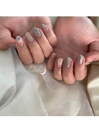 くすみブルー 冬ネイル グレー