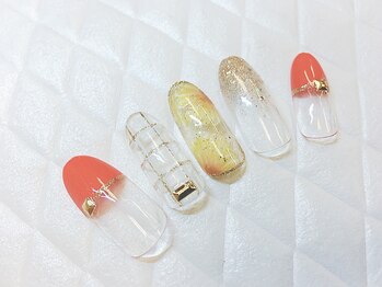 グラマーネイル(Glamor nail)/フラットフレンチ×ヒマワリ