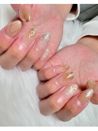 くすみカラー/クリアネイル