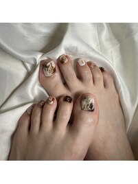 秋ニュアンスフットネイル
