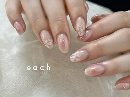 手書き桜ネイル×チークラメ