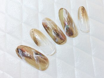 グラマーネイル(Glamor nail)/大理石柄ネイル×オータム
