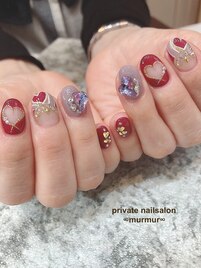 キラキラハートネイル