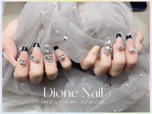 ディオーネ ネイルスタジオ(Dione)/ブラックフレンチ+2本埋め尽くし