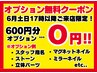 ★6月土日17:00以降ご来店の方限定★600円分のオプション無料プレゼント！