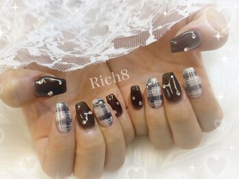 ネイルアンドまつげエクステ リッチエイト 原宿店(Rich8)/モノトーンチェックネイル
