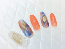 グラマーネイル(Glamor nail)/ニュアンス×オレンジ