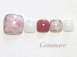 大人フラワーフットネイル