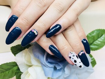 ネイビー×アニマル柄