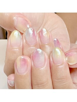 ネイルージュ 梅ヶ丘店(Nailouge)/レインボー☆ミラーネイル