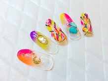 グラマーネイル(Glamor nail)/ネオンカラー×ターコイズ