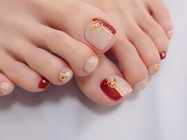 秋ネイル　フットネイル