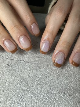 フラワーズネイル(flowers nail)/ブラウン/フレンチネイル