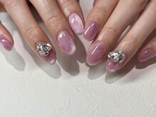 イーストハムアネーロネイル(EAST HAM anello nail)/定額/シンプル/ビジュー/ピンク