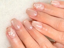 グロスネイル(gloss nail)/ジェルアート/花/細フレンチ