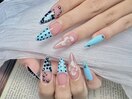 長さだしドットフラワーネイル