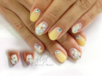 ネイルサロン ビューティーマジック 川口店/手書きお花ネイル