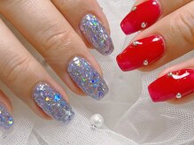 赤/ラメ/スタッズ/ワンカラー