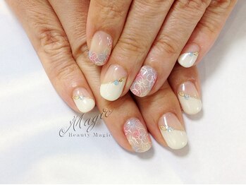 ネイルサロン ビューティーマジック 川口店/手書きお花ネイル