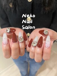 長さだし　ハロウィン　赤ネイル