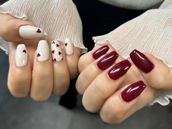 プティ アイビューティ 京橋店(peTiT eyebeauty)/ボルドーネイル ハートネイル