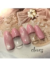 ビューティーネイルサロン クリアーズ(Clears)/ピンク＆白タイダイネイル