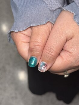 モツヲネイル(motsu.O! NAIL)/爽やかブルー×ピンクニュアンス