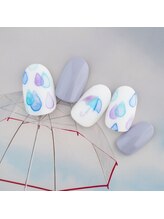 ラ カゼッタ(La casetta)/水彩パステル傘しずくネイル