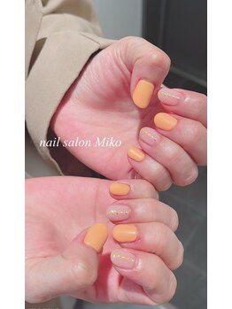 ミコ(Miko)/オレンジ 持込 マットネイル