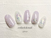 エストラッシュアンドネイル 銀座店(est lash&nail)/パープル縦グラネイル